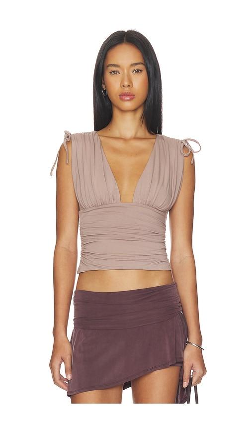 tiger mist halona top in brown. - size s (also in xs)