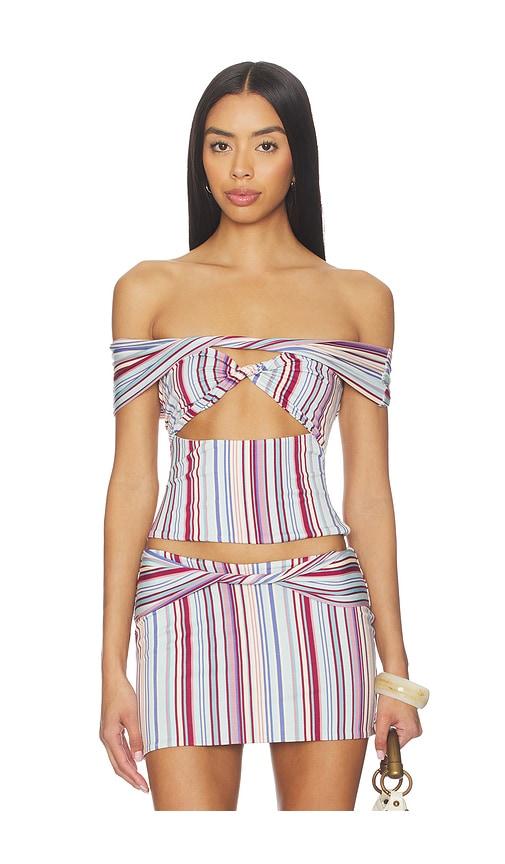 tiger mist haze twist top in blue,red. - size l (also in s, xs, m, xl)