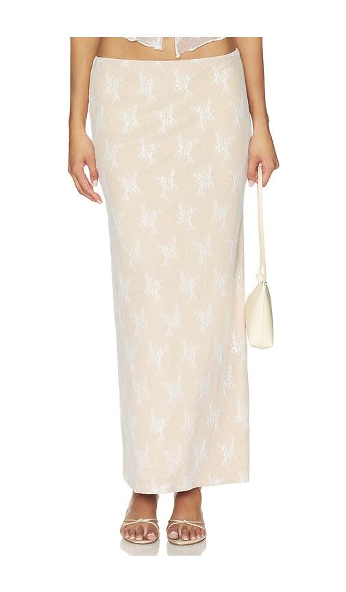 tiger mist karolina maxi skirt in nude,white. - size s (also in xs)