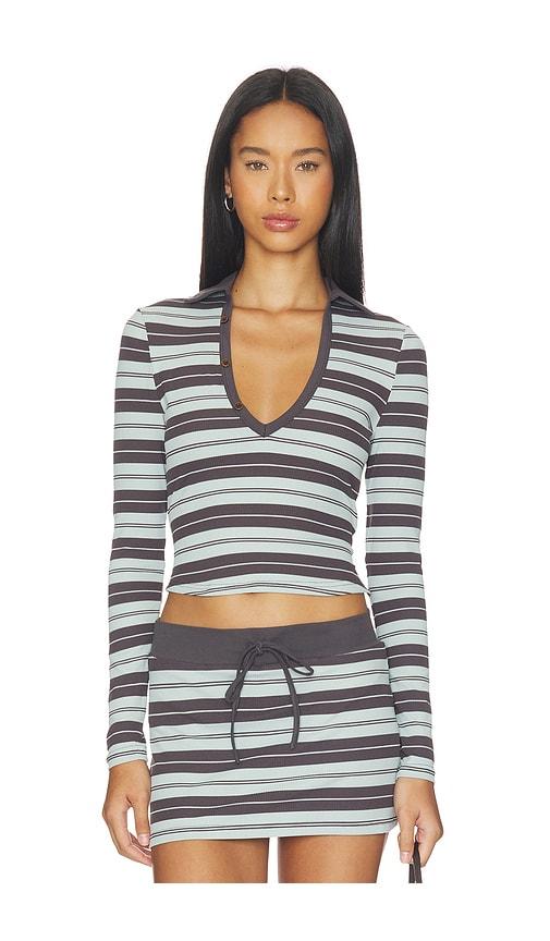 tiger mist kaydin long sleeve top in blue. - size m (also in s, xs, xxs)