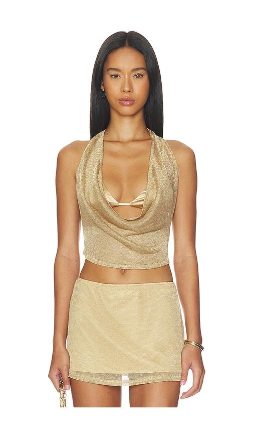 tiger mist makena two-piece top 2.0 in metallic gold. - size m (also in s)