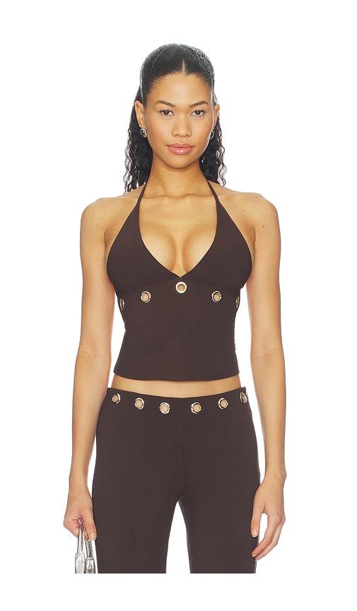 tiger mist marren halter top in brown. - size l (also in m, s, xl, xs)