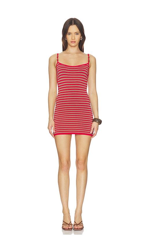 tiger mist reverie knit beaded mini dress in red. - size l (also in m, xl)