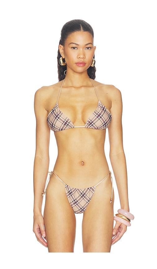 tiger mist reversible ave bikini top with mesh scarf in multi. - size l (also in xs, s, m)