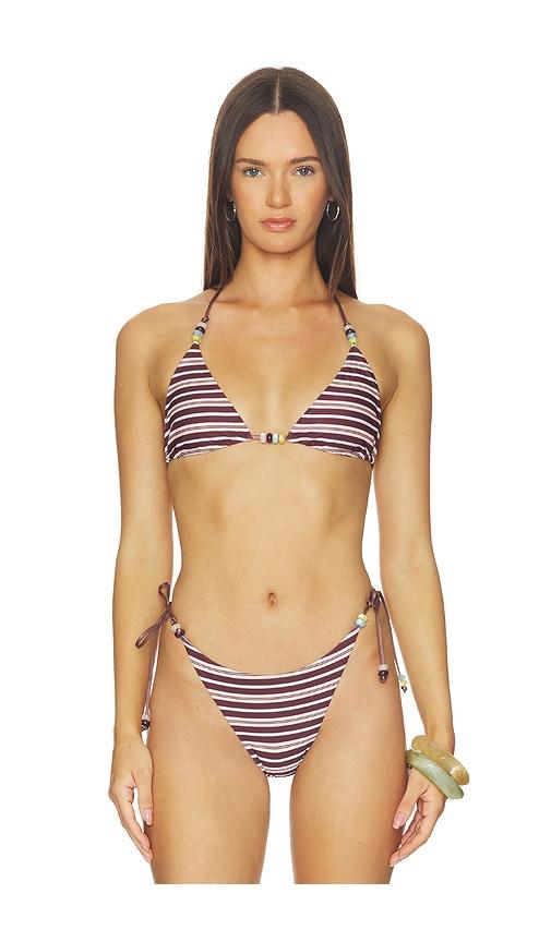 tiger mist reversible finlea bikini top in brown. - size m (also in s, xs)