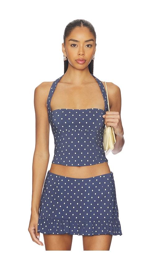 tiger mist rio halter tie bustier top in navy. - size l (also in s, m, xl)
