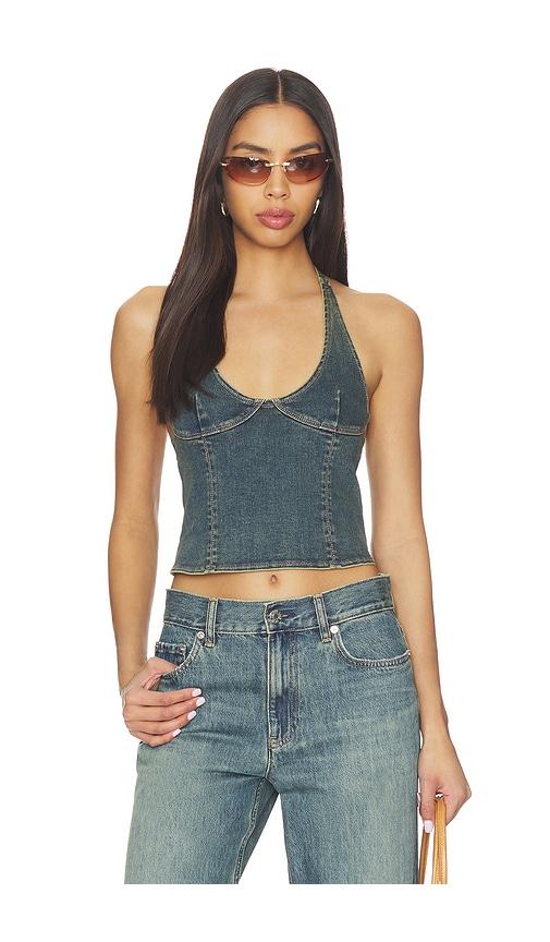 tiger mist riona top in blue. - size l (also in xs, s, m)