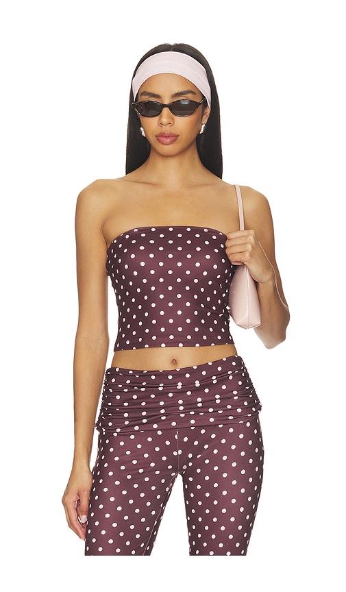 tiger mist vali polka dot top in chocolate. - size l (also in xs, s)