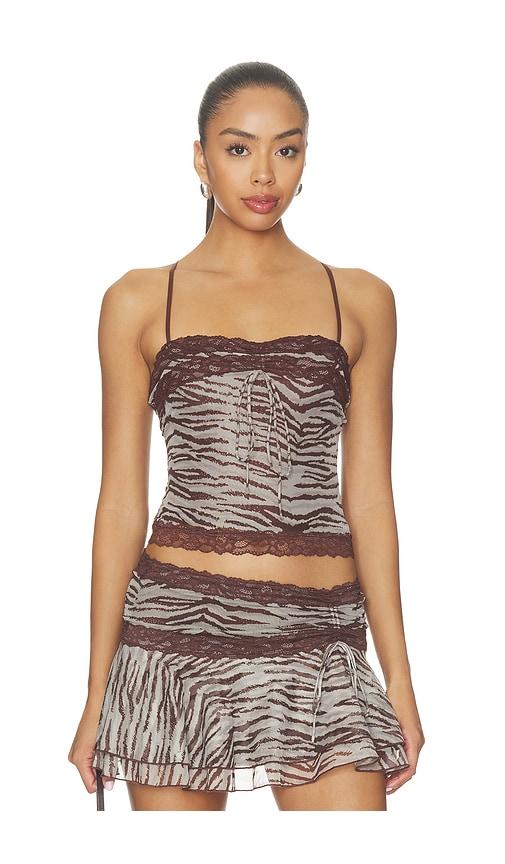 tiger mist vira top in brown. - size l (also in s, xs, m, xl)
