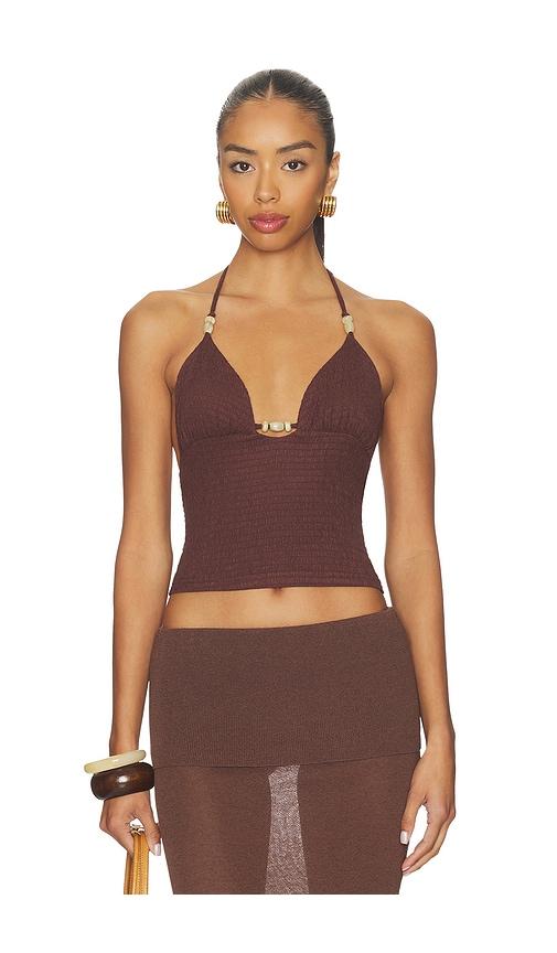 tiger mist zinnia top in chocolate. - size l (also in s, xxs, xs, m, xl)