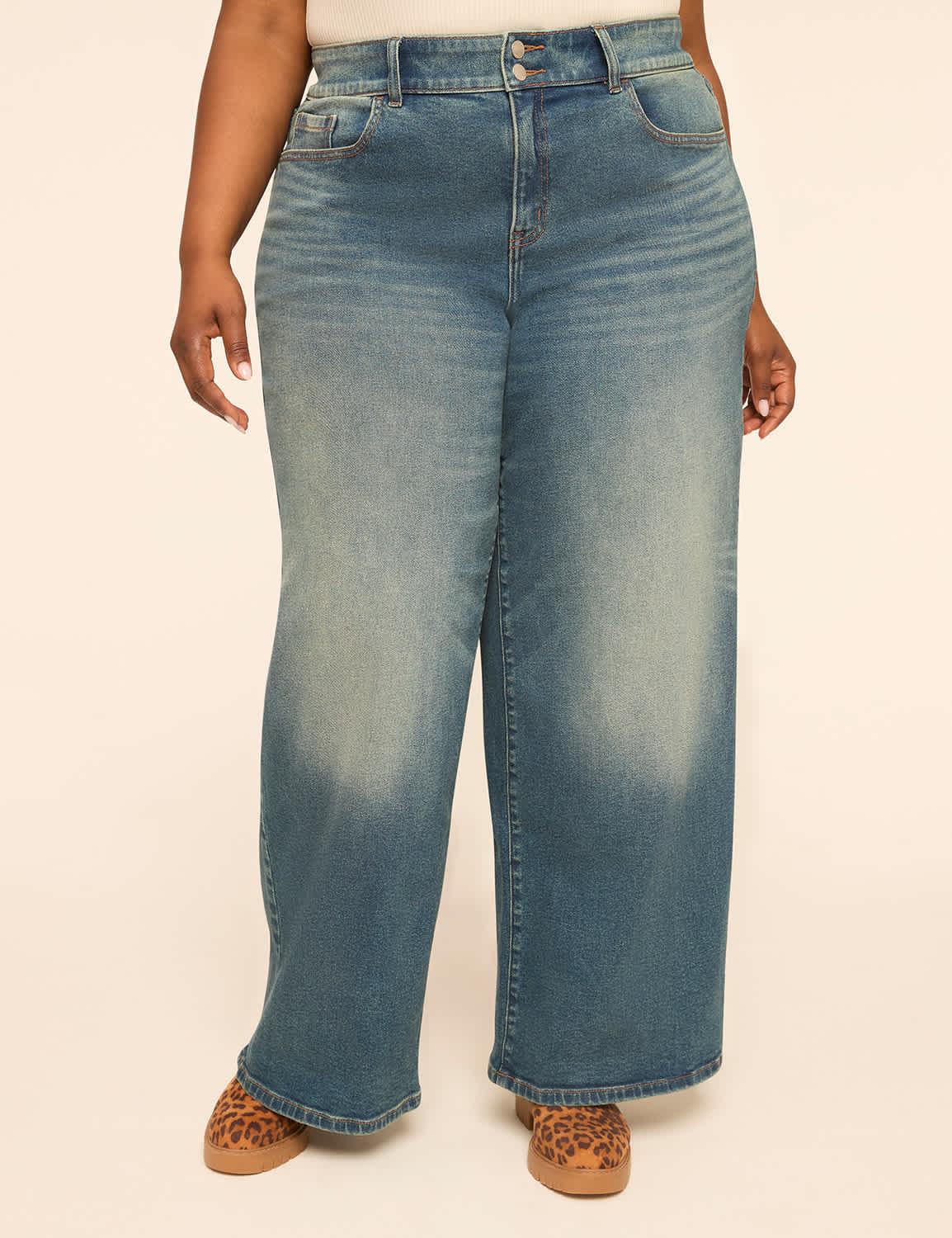 tighter tummy fit high-rise wide leg jean