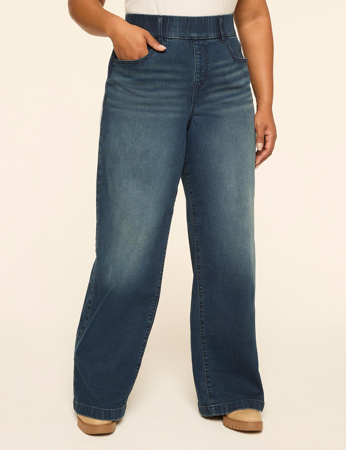 tighter tummy fit pull-on high-rise wide leg jean