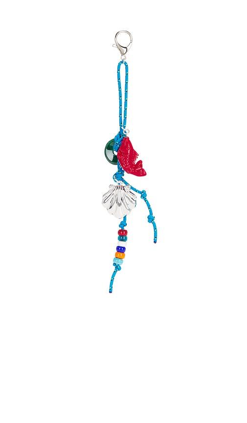 timeless pearly charms rope keychain in metallic silver.