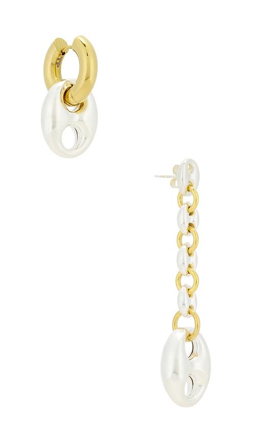timeless pearly drop earrings in metallic gold.