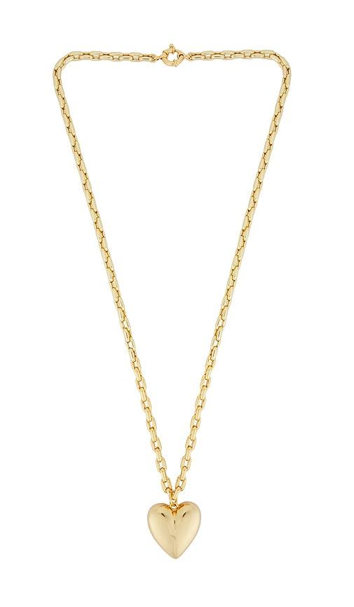 timeless pearly heart necklace in metallic gold.