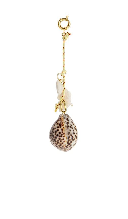 timeless pearly rope & shells rope keychain in yellow.