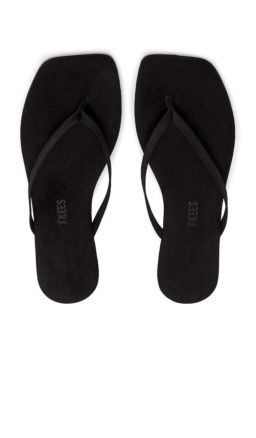 tkees square toe lily suede sandal in black. - size 6 (also in 7)