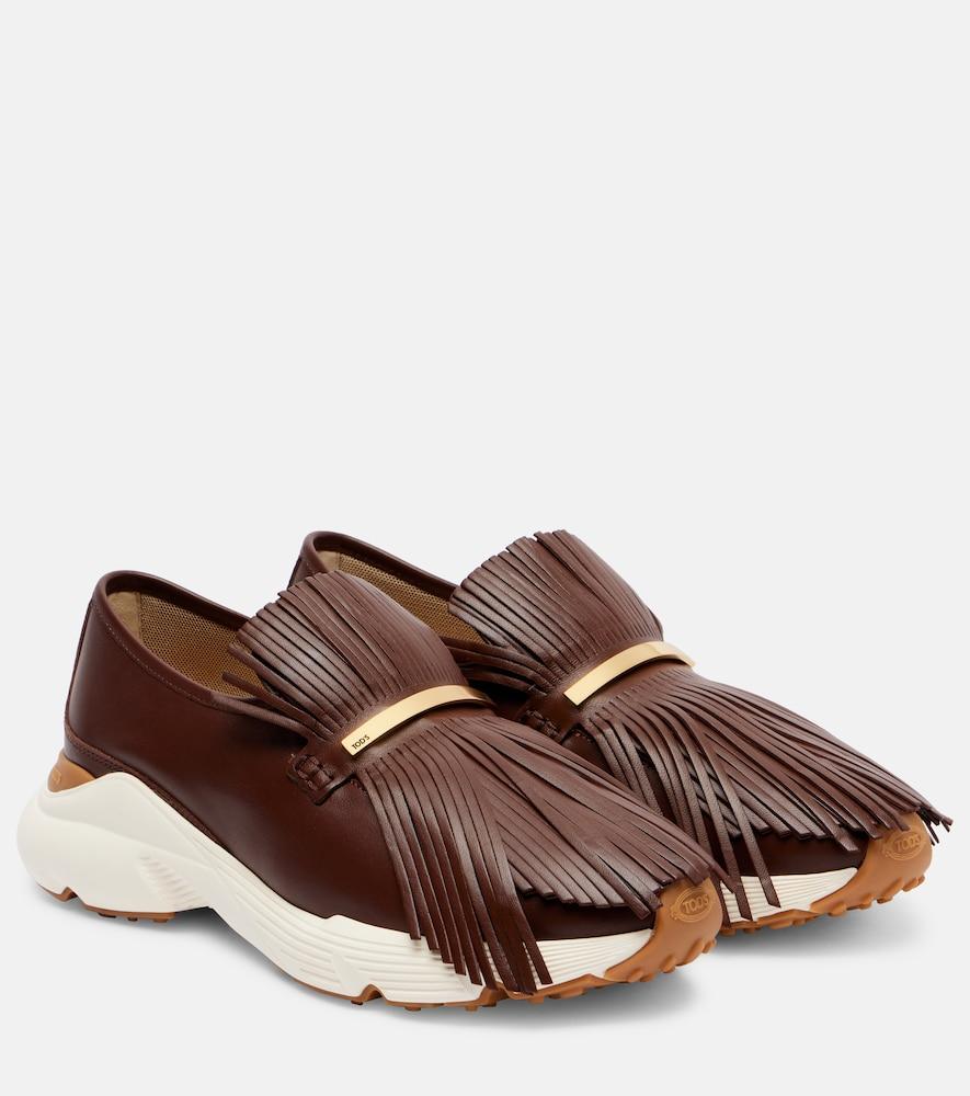 tod's fringed leather sneakers