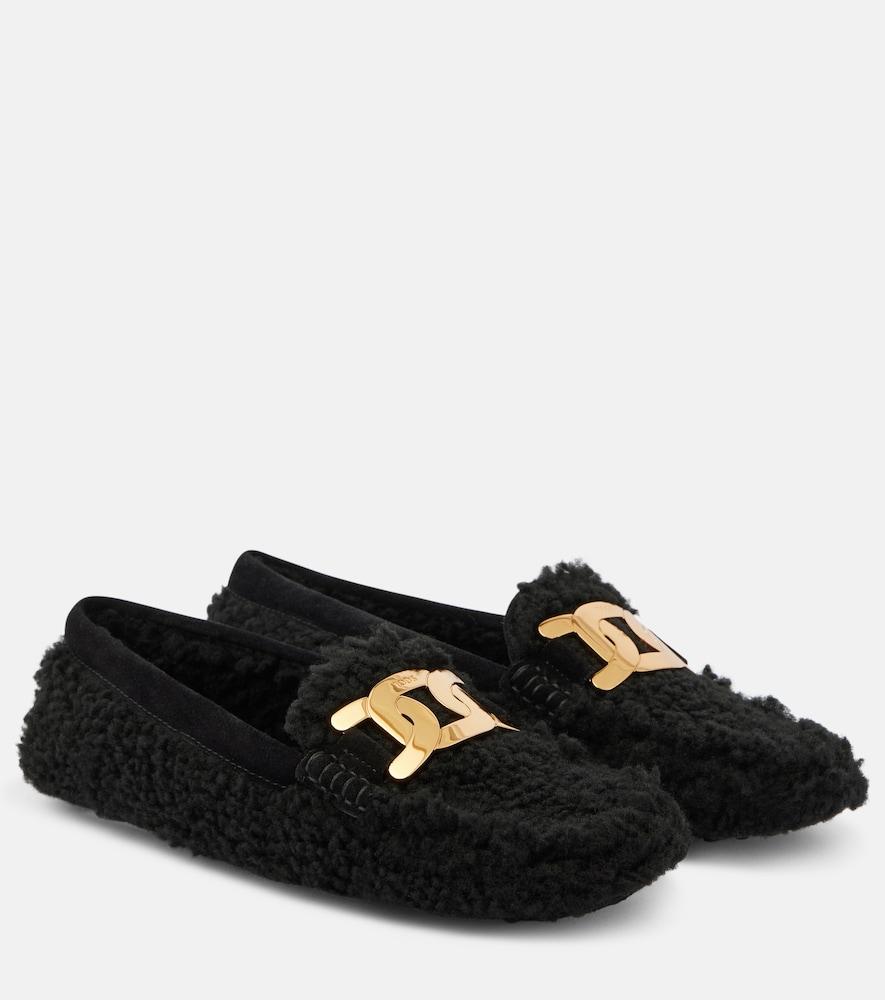 tod's gommini catena shearling driving shoes