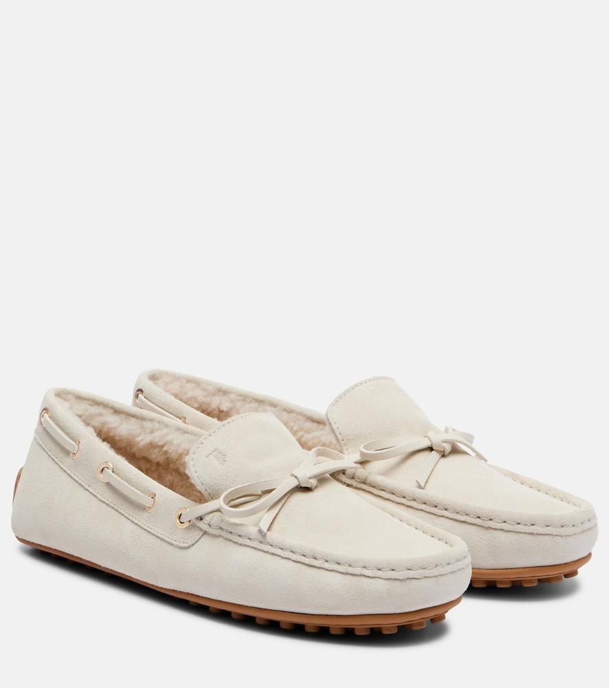 tod's gommino shearling-lined suede boat shoes