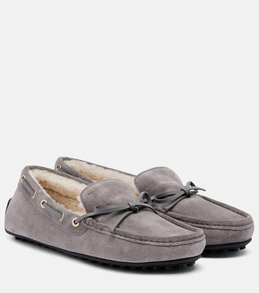 tod's gommino shearling-lined suede boat shoes