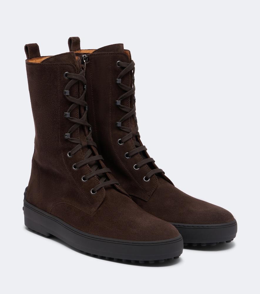 tod's gommino suede mid-calf boots