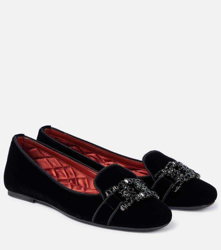 tod's kate crystal-embellished velvet ballet flats