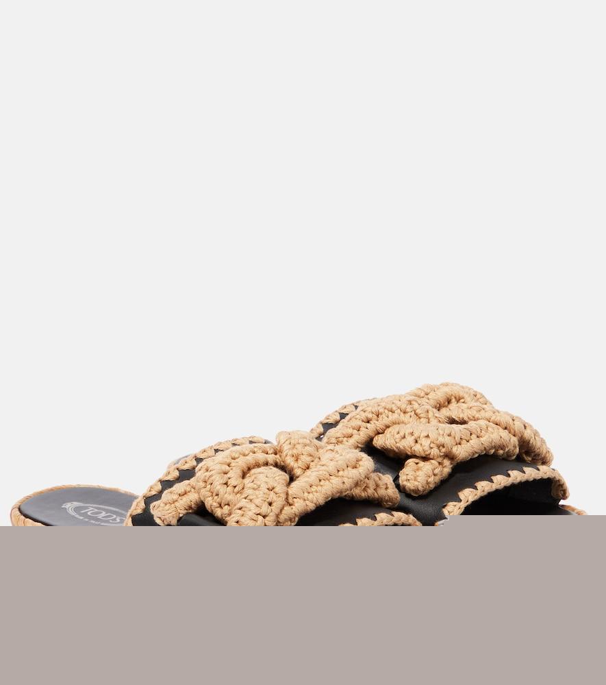 tod's kate leather and jute slides