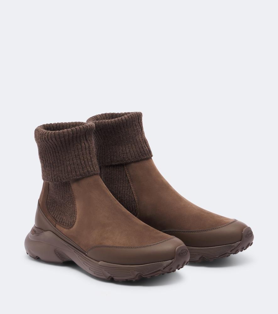 tod's knitted leather ankle boots