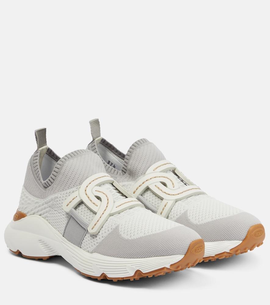 tod's leather-trimmed knit sneakers