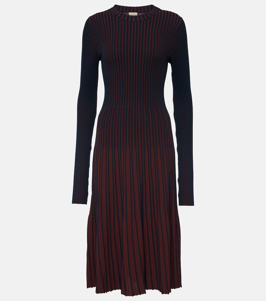 tod's striped pleated ribbed-knit midi dress