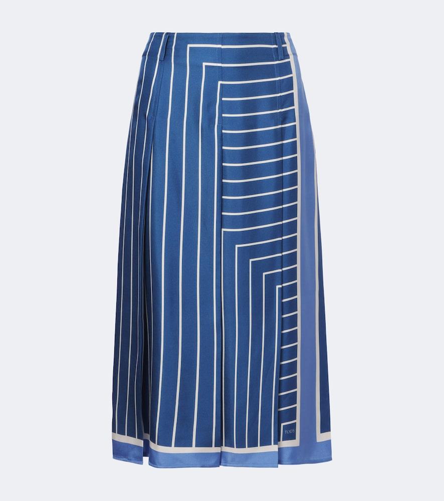 tod's striped silk midi skirt