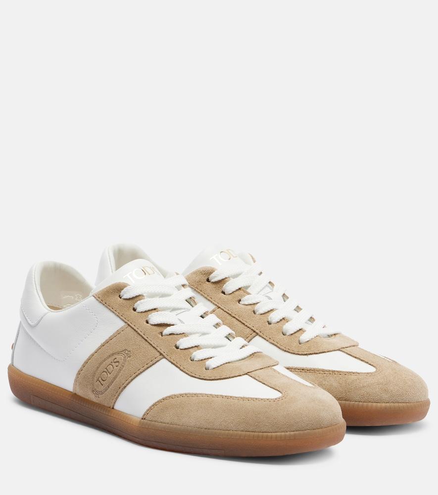 tod's suede-trimmed leather sneakers