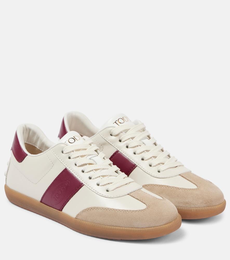 tod's tod's tabs suede-trimmed leather sneakers
