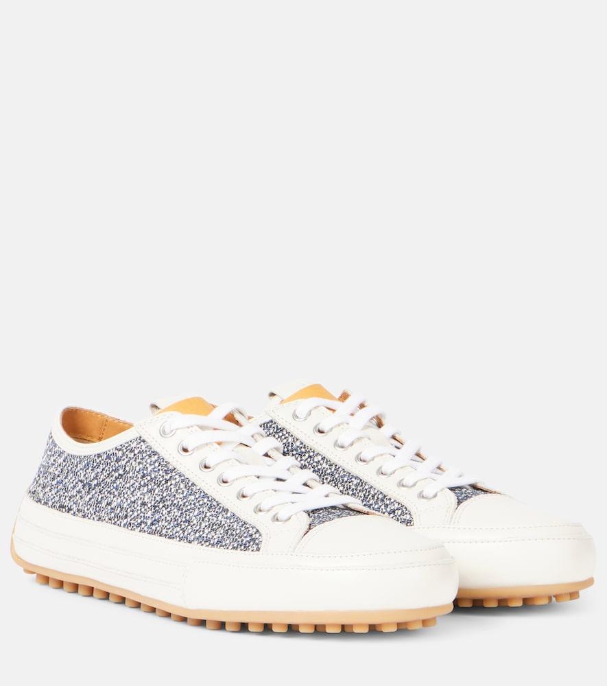 tod's tweed and leather sneakers