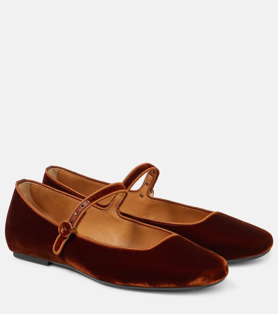 tod's velvet mary jane flats