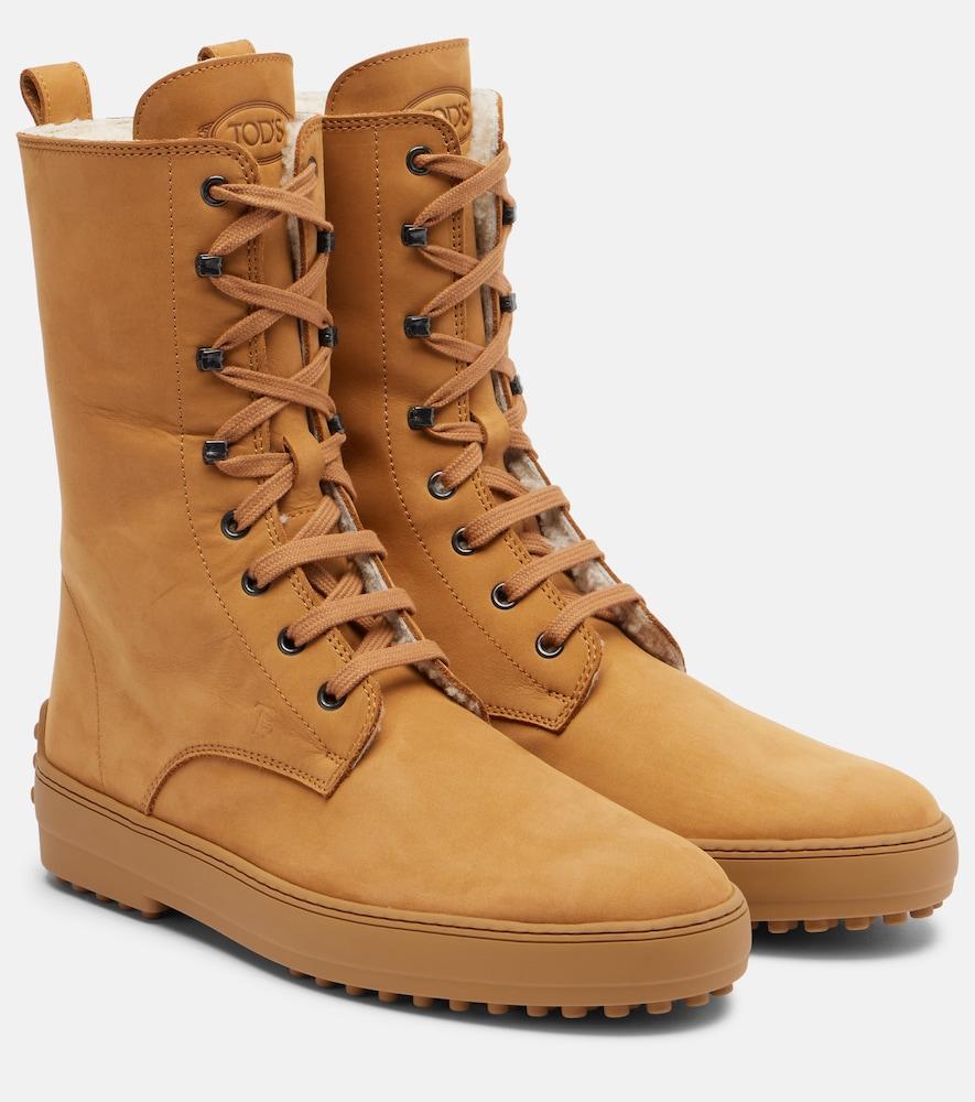 tod's winter gommino leather lace-up boots