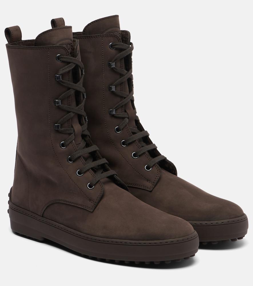 tod's winter gommino leather lace-up boots