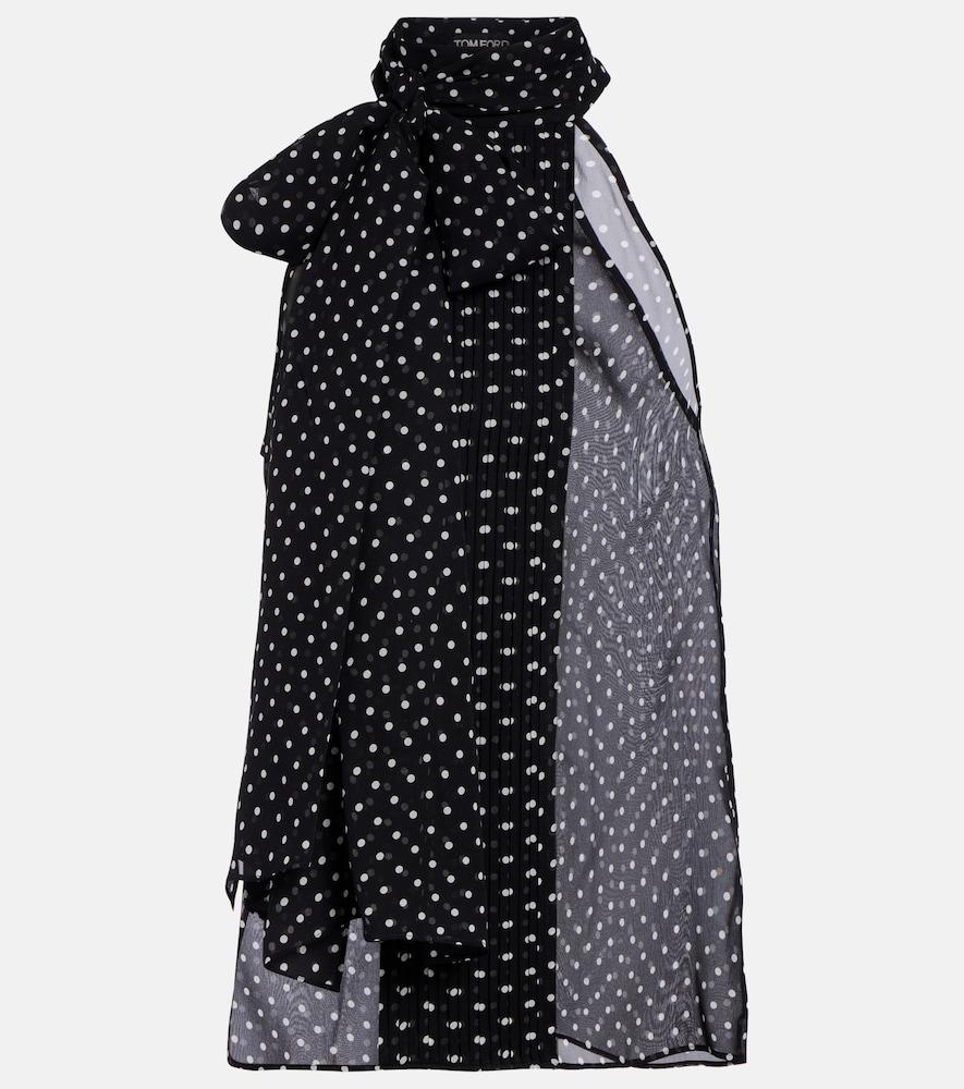 tom ford draped polka-dot silk blouse