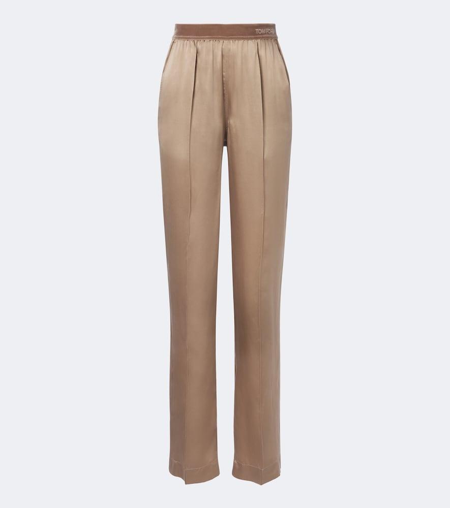 tom ford silk satin straight pants