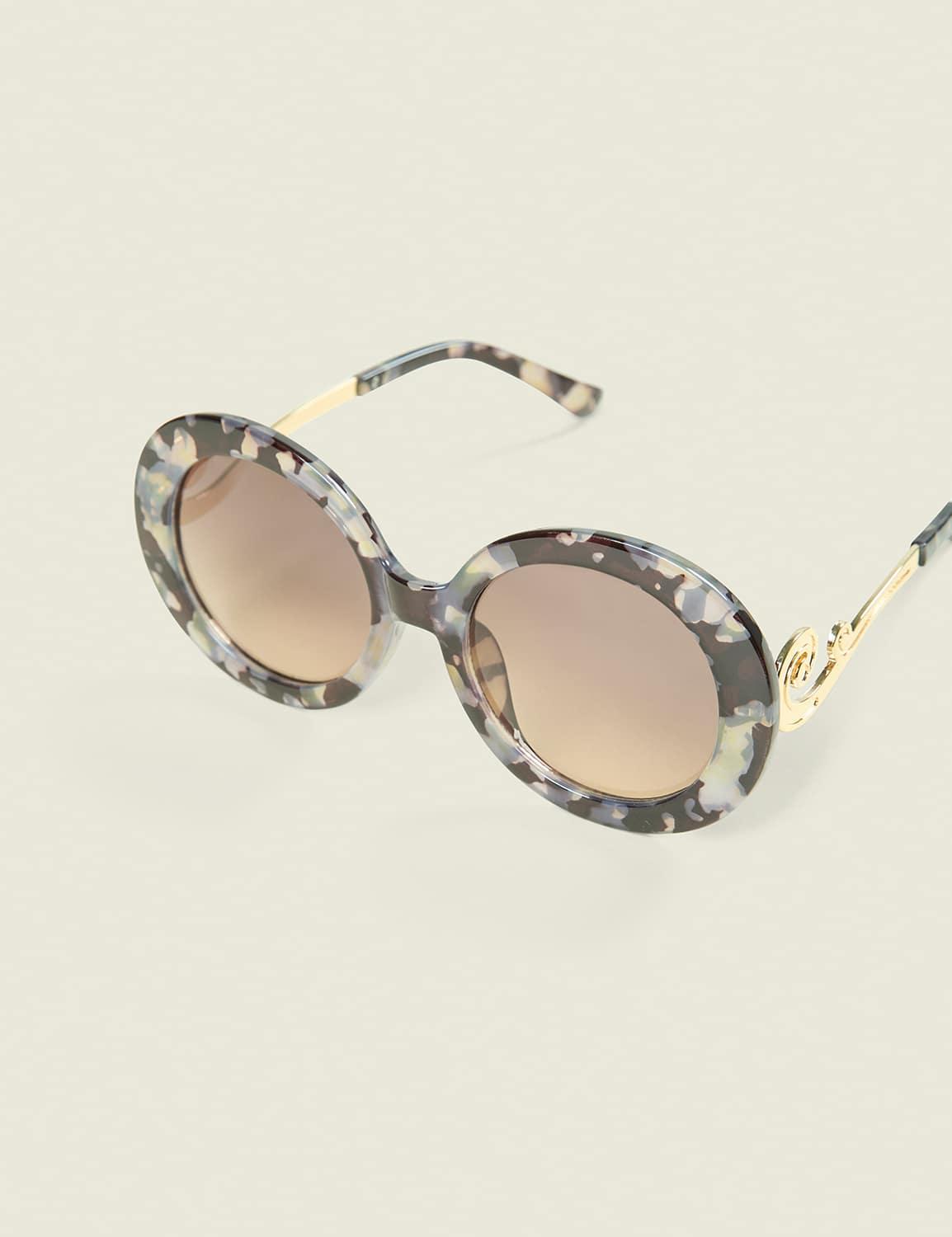 tortoiseshell print circle sunglasses