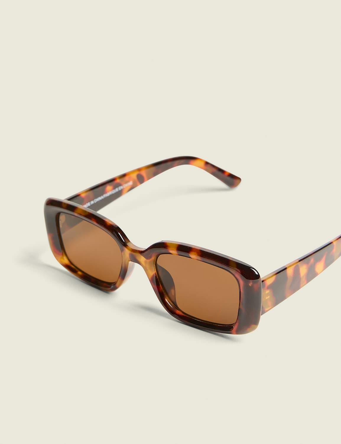 tortoiseshell print rectangle sunglasses