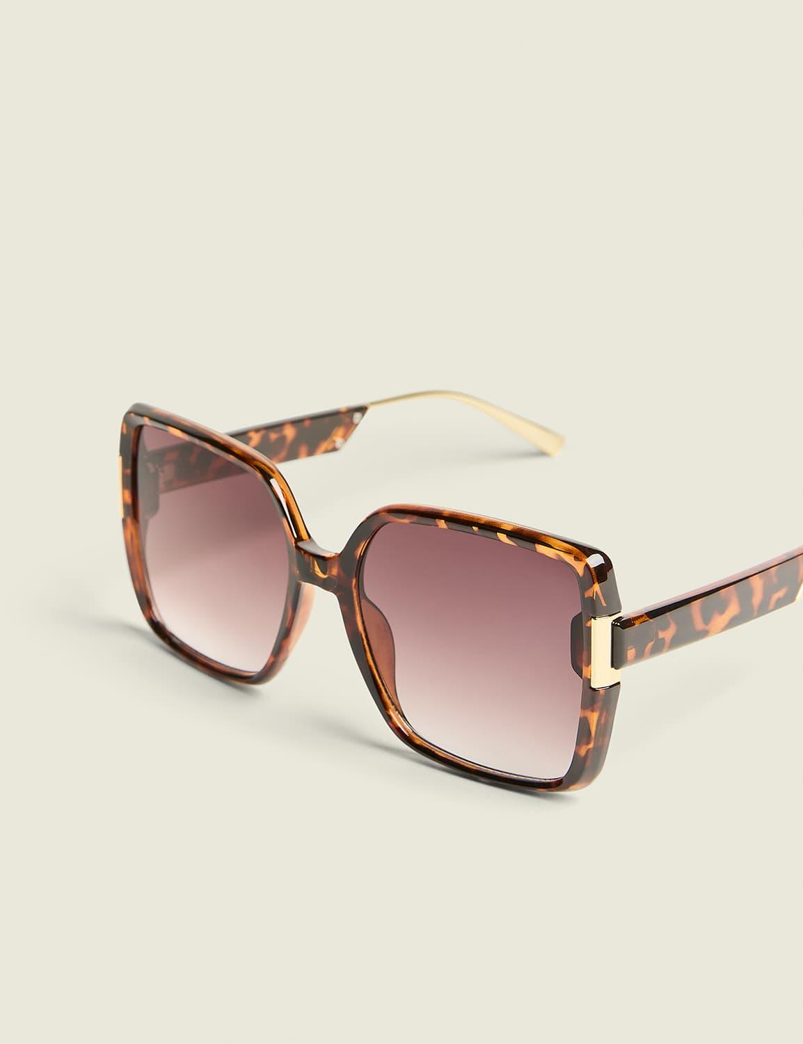 tortoiseshell print square sunglasses