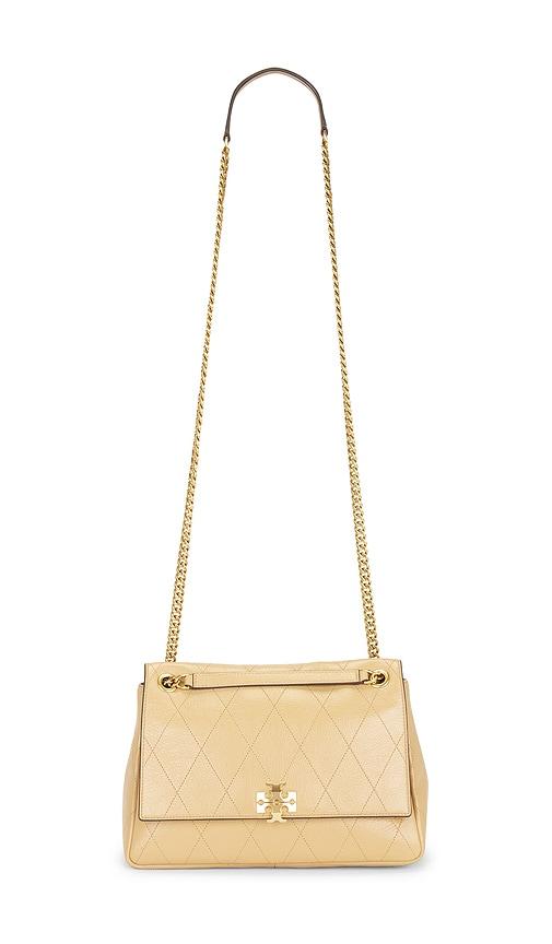 tory burch charlie quilted shoulder bag in tan.