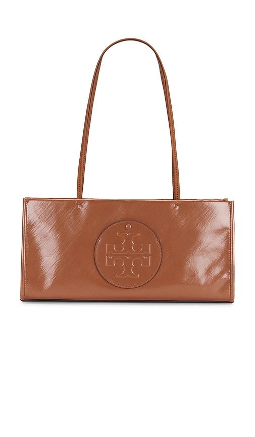 tory burch ella east-west tote bag in tan.