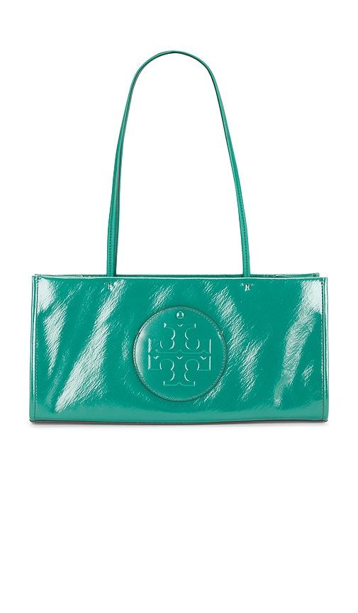 tory burch ella east-west tote bag in teal.