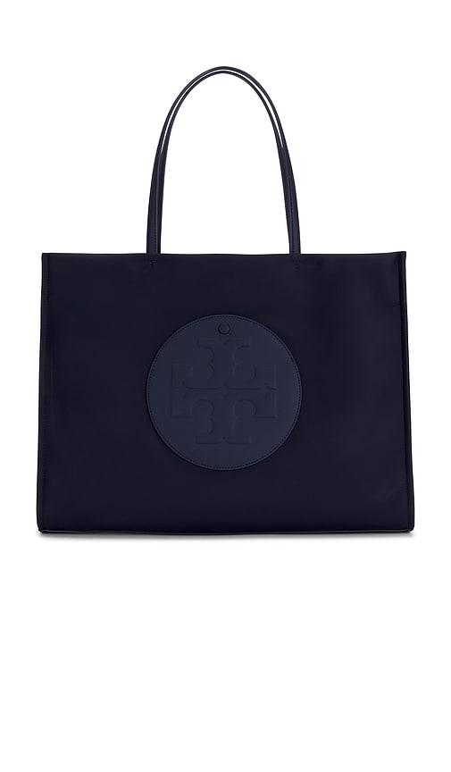 tory burch ella nylon tote bag in navy.