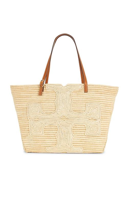 tory burch ella structured straw large tote in neutral.