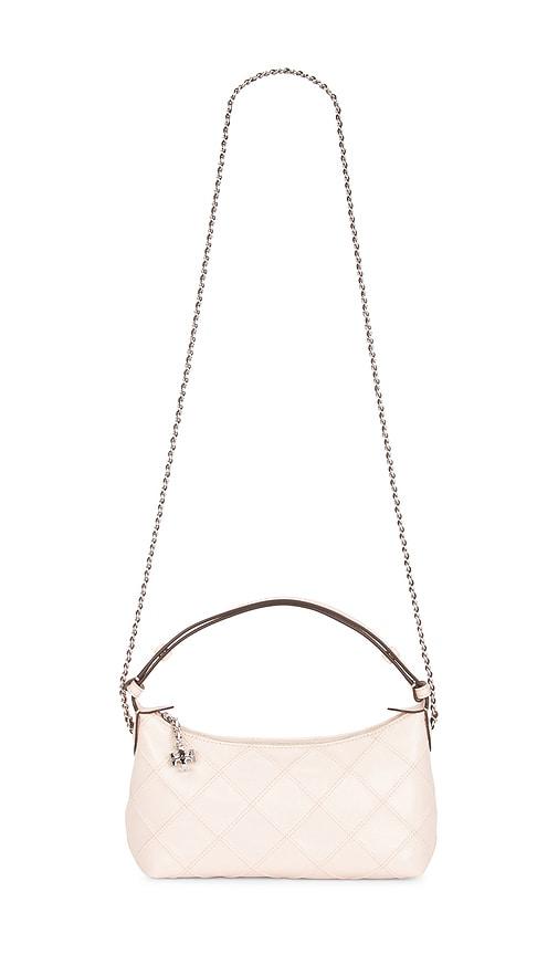 tory burch fleming distressed pochette bag in pink.