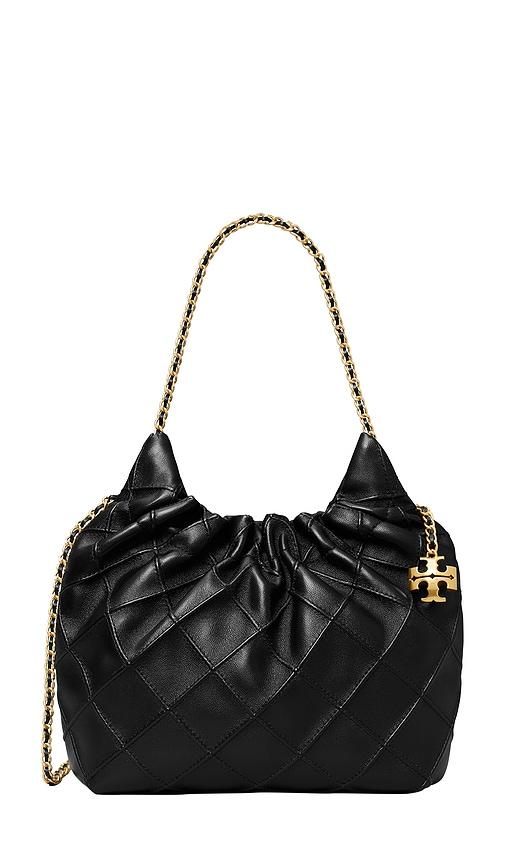 tory burch fleming mini hobo bag in black.